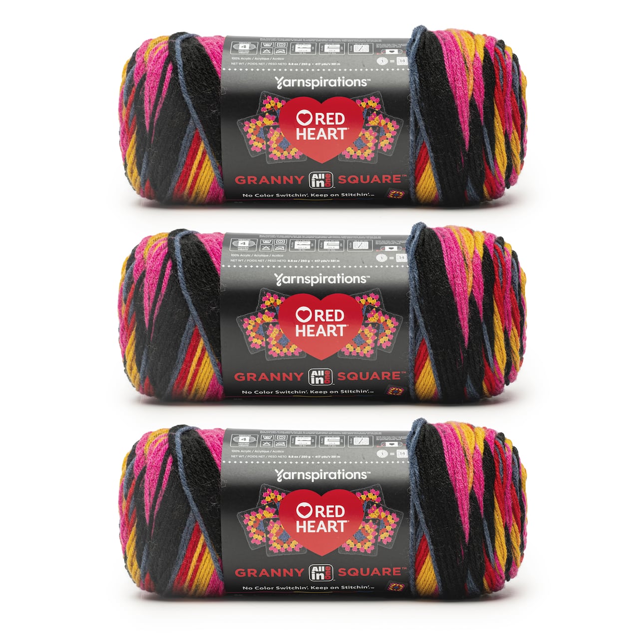 3 Pack Red Heart® All in One™ Granny Square™ Yarn